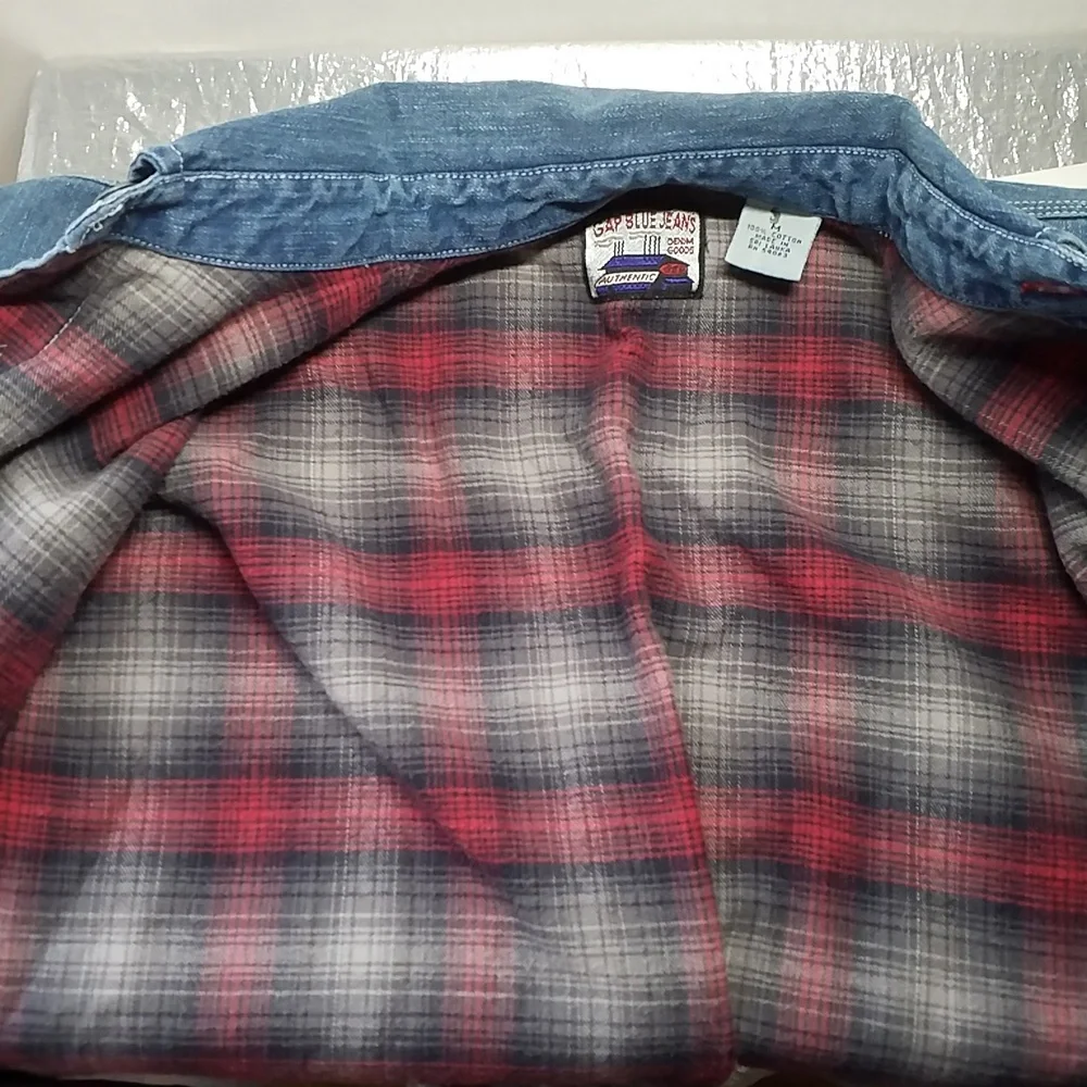 GAP LINED DENIM SHIRT M Plaid Flannel